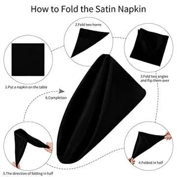 ANECO 16 Pack Square Satin Napkin Bright Silk Table Napkin Soft Smooth Fabric Table Napkin for Wedding Banquet Party Decoration, Black, 17 x 17 Inch