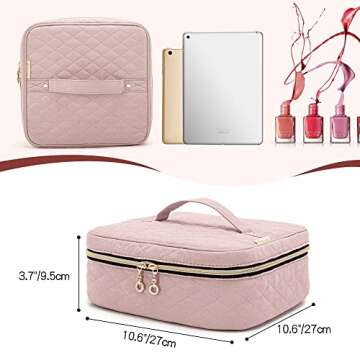 Yarwo Nail Polish Carrying Bag Holds 36 Bottles (15ml/0.5 fl.oz), Travel Storage Organizer for Nail Polish and Manicure Accessories, Dusty Rose (Bag Only)