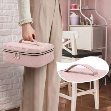 Yarwo Nail Polish Carrying Bag Holds 36 Bottles (15ml/0.5 fl.oz), Travel Storage Organizer for Nail Polish and Manicure Accessories, Dusty Rose (Bag Only)