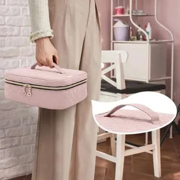 Yarwo Nail Polish Carrying Bag Holds 36 Bottles (15ml/0.5 fl.oz), Travel Storage Organizer for Nail Polish and Manicure Accessories, Dusty Rose (Bag Only)