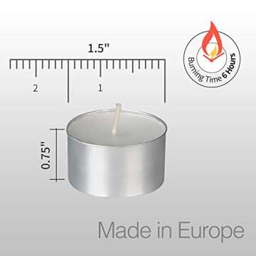 HomeLights Unscented White Tealight Candles -100 Pack, 6 to 7 Hour Burn Time Smokeless Tea Light Can...