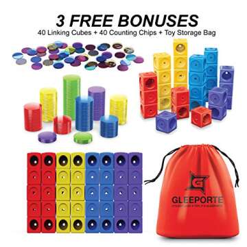 APOWUS Gleeporte Colorful Counting Bears with Coordinated Sorting Cups | Montessori Sorting and Counting Toy | Educational for Toddlers and Children (67 Pcs Set) | 60 Bears | 6 Cups | Storage Bag