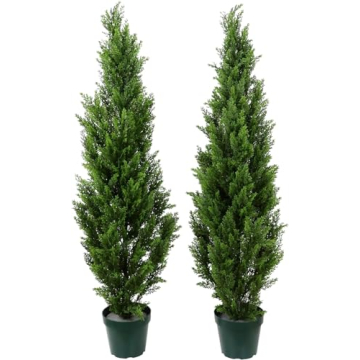 Pre-Potted 4' Artificial Cedar Topiary Outdoor Indoor Tree (Pack of 2)