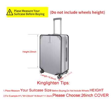 Kinglighten 26 Inch Luggage Cover Protector Bag PVC Clear Plastic Suitcase Cover Protectors Travel L...