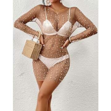 Bsubseach Sheer Swimsuit Cover Up with Rhinestones