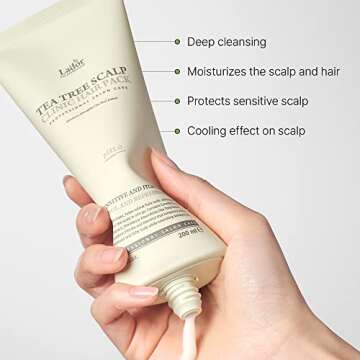 LA'DOR Hair Conditioner - Tea Tree Scalp Clinic Hair Pack, 6.76 Fl Oz - Calming & Nourishing with Snail Mucin, Green Tea, Aloe for Itchy Sensitive Dry Flaky Damaged Scalp