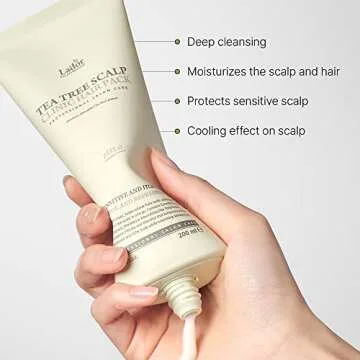LA'DOR Hair Conditioner - Tea Tree Scalp Clinic Hair Pack, 6.76 Fl Oz - Calming & Nourishing with Snail Mucin, Green Tea, Aloe for Itchy Sensitive Dry Flaky Damaged Scalp