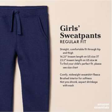 Amazon Essentials Girls' Sweatpants Light Grey Heather