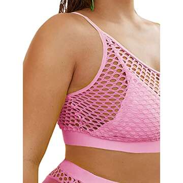 Floerns Plus Size Fishnet High Waist Bikini Set