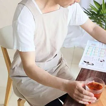 Stylish NEWGEM Japanese Linen Cross Back Apron with Pockets
