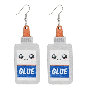 Creative Teacher Student Dangle Earrings Wooden Book Pencil Ruler Globe Scissors Dangle Earrings for...