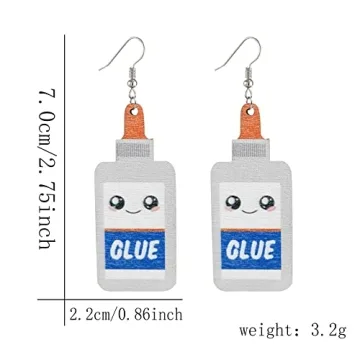 Creative Teacher Student Dangle Earrings Wooden Book Pencil Ruler Globe Scissors Dangle Earrings for Women Jewelry Gift (Milk bottle WHite Earrings)