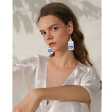 Creative Teacher Student Dangle Earrings Wooden Book Pencil Ruler Globe Scissors Dangle Earrings for Women Jewelry Gift (Milk bottle WHite Earrings)