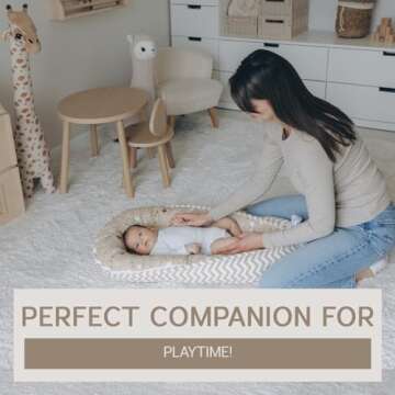 Aila+Aiden Baby Nest, Baby Lounger, Organic Cotton Lounger for Baby, Reversible Breathable Adjustable Portable - Star Collection (Tan)