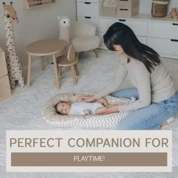 Aila+Aiden Baby Nest, Baby Lounger, Organic Cotton Lounger for Baby, Reversible Breathable Adjustable Portable - Star Collection (Tan)