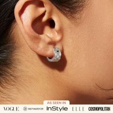 Ana Luisa Eden Huggie Hoop Earrings - 14K Gold Plated & Silver Rhodium Plated Chunky Hoop Earrings W...