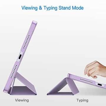 JETech Case for iPad Mini (A17 Pro, 2024 Model, 7th Generation) / Mini 6 (2021 Model, 6th Generation), Slim Stand Hard Back Shell Smart Cover with Auto Wake/Sleep (Purple)