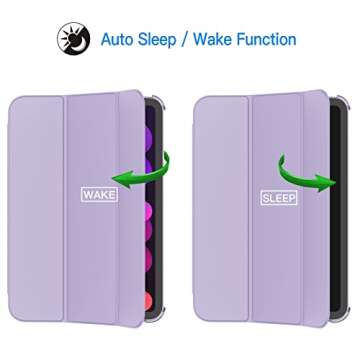 JETech Case for iPad Mini (A17 Pro, 2024 Model, 7th Generation) / Mini 6 (2021 Model, 6th Generation), Slim Stand Hard Back Shell Smart Cover with Auto Wake/Sleep (Purple)
