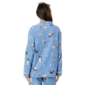 PJ Salvage Women's Loungewear Flannels Pajama Pj Set, Denim, Medium