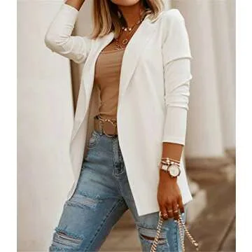 Andongnywell Women's Stylish Open Front Blazer Jacket