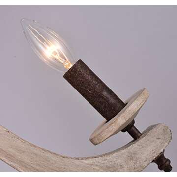 DOCHEER Farmhouse Retro Wood Chandeliers Farmhouse 4 -Light Vintage Rustic Pendant Lamp Lighting Fixture for Dining Room, Bedroom, Living Room, Kitchen, Island, Entryway, Foyer