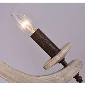 DOCHEER Vintage Farmhouse Wood Chandelier - Rustic 4-Light Pendant