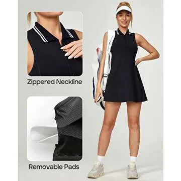 Golf Dress Tennis Dresses for Women with Built in Shorts and Bra 3 Pockets Athletic Dress Workout Dress for Active