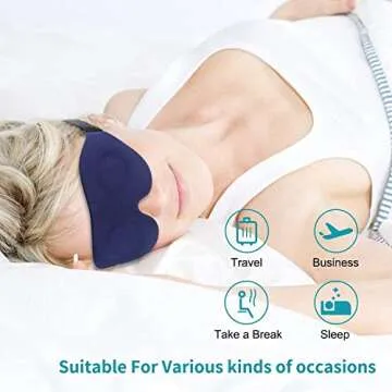 Ergonomic Sleep Mask, New Design Light Blocking Sleeping Mask for Women Men, 3D Contoured Super Soft, Comfortable Adjustable Night Eye Mask for Sleeping, Best Blinder Memory Foam Blindfold for Travel