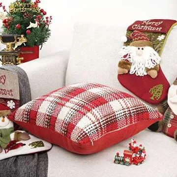 Christmas Retro Buffalo Tartan Pillow Cover 18x18