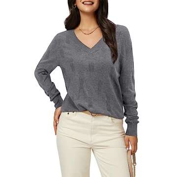 Arach&Cloz Women's V Neck Spring Sweater Plus Sizes