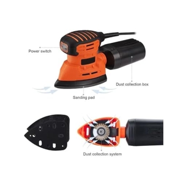 Compact Mouse Sander with 12 Sandpapers & Dust Control