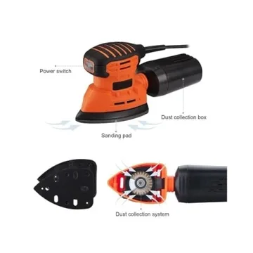 Compact Mouse Sander with 12 Sandpapers & Dust Control