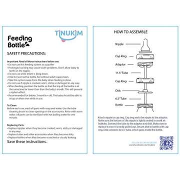 Tinukim iFeed 4 Ounce Self Feeding Baby Bottle with Tube - Handless Anti-Colic Nursing System, Blue - 2-Pack