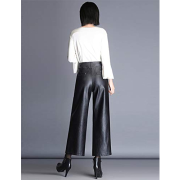HaoMay Women's High Waist Wide Leg Faux Leather Pants