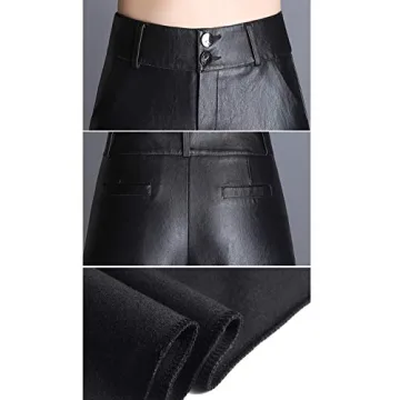 HaoMay Women's High Waist Wide Leg Faux Leather Pants