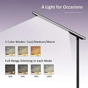 GSBLUNIE Desk Lamp, LED Desk Lamp with USB Charging Port, Wireless Charger, Desk Lights for Home Office, 3 Brightness Level, Stepless Dimming, Eye-Caring Office Lamp with Touch Control and Adapter