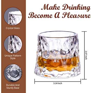 AFN Whiskey Gifts for Men, Old Fashioned Whiskey Glasses, 4 Crystal Glasses in Gift Box for Drinking...