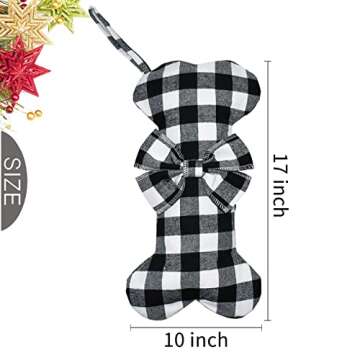 Senneny Pet Dog Christmas Stockings Classic Buffalo Plaid