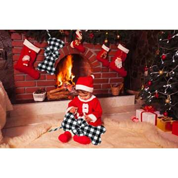 Senneny Pet Dog Christmas Stockings Classic Buffalo Plaid