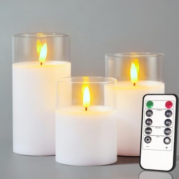 Elegant Glass LED Flameless Candles with Remote Control and Timer - Set of 3