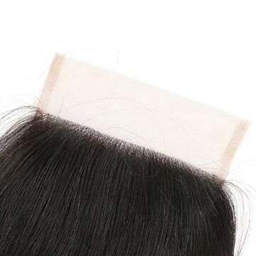 Straight Lace Closure Human Hair 4x4 HD Lace Closure 10 Inch Unprocessed Brazilian Virgin Hair Lace Frontal Free Part Closure 100% Human Hair Extensions for Black Women Pre Plucked Natural Black