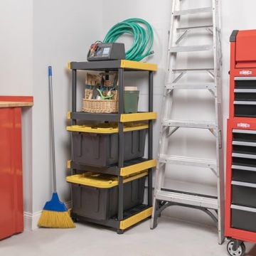 Durable BLACK & YELLOW Heavy Duty 4-Tier Storage Unit
