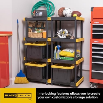 Durable BLACK & YELLOW Heavy Duty 4-Tier Storage Unit