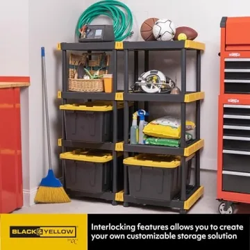 Durable BLACK & YELLOW Heavy Duty 4-Tier Storage Unit