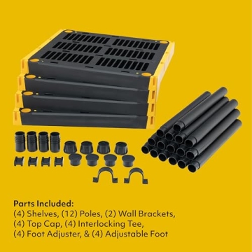 Durable BLACK & YELLOW Heavy Duty 4-Tier Storage Unit