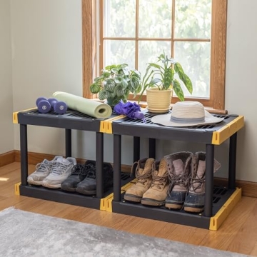 Durable BLACK & YELLOW Heavy Duty 4-Tier Storage Unit