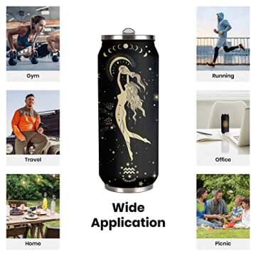 tatamonkey Aquarius Constellation Tumbler Zodiac Mens Womens Stainless Steel Tumblers Astrology Fans Birthday Gifts Coffee Sublimation Mugs Car Cup - 17 OZ