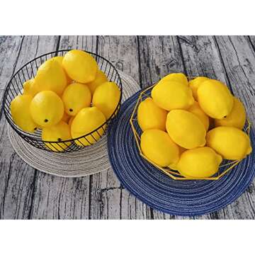 JEDFORE 10pcs Artificial Lemons Simulation Lifelike Lemons Fake Fruit for Home Kitchen Wedding Party Decoration Photography (Big Size, Yellow)