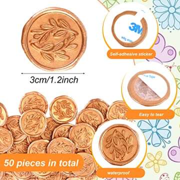 50 Pieces Wax Seal Stickers, 30 mm/1.18" Adhesive Wax Seal Stickers Wax Seals for Envelopes Letters ...