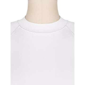 REORIA Women's Summer Casual Basic Mock Neck Short Sleeve Double Lined Going Out Trendy Y2K T Shirts Crop Tops White XX-Large